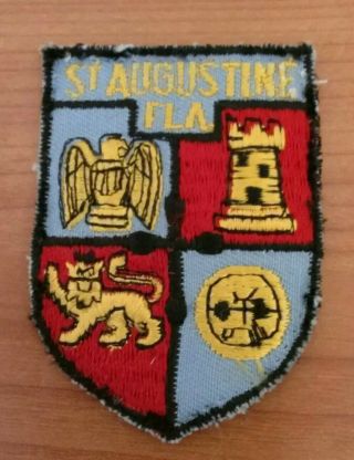Vintage St Augustine Fla Fl Coat Of Arms Sew On Patch