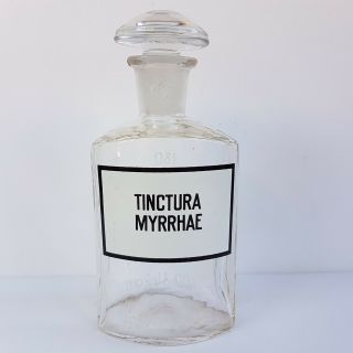 Vintage Glass Apothecary Pharmacy Clear Bottle 250ml Tinctura Myrrhae