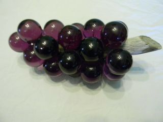 Lucite Grape Cluster Purple Acrylic Vintage Mid Century Real Wood 11 "