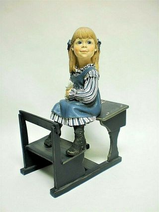 Vintage Candy Design Norway School Girl W/ Desk Figurine (after) Carl Larsson