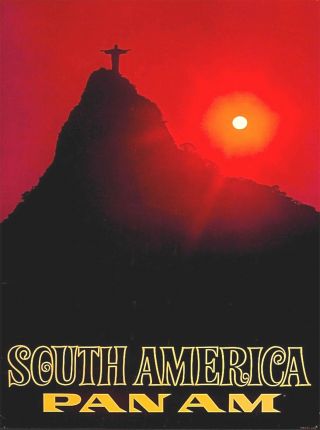 Rio Brazil South America Pan Am Vintage Airline Travel Advertisement Art Poster