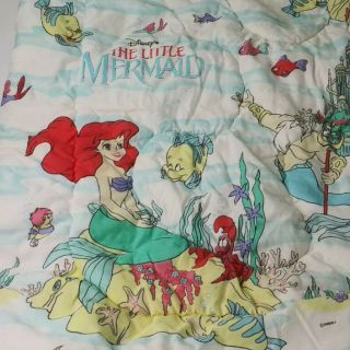 Vintage 1990s Disney Little Mermaid Twin Comforter Blanket And Pillow Case