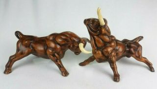 Vintage Treasure Craft Charging Bulls Statue Figures - Large Ceramic Art