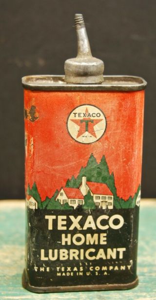 Vintage Texaco Home Lubricant Oil Can 4 Oz Empty The Texas Company Lead Spout