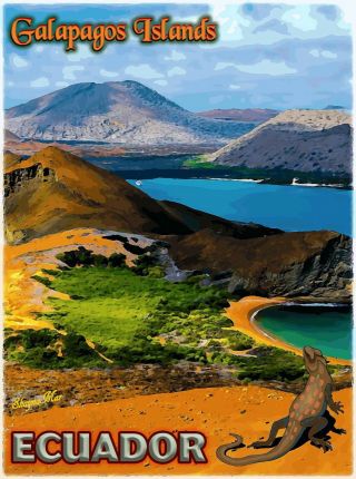 The Galapagos Islands Ecuador South America Travel Advertisement Art Poster