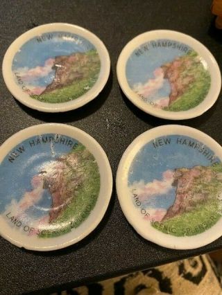Set Of 4 Vintage Mini Hampshire Old Man Of The Mountain Souvenir Plates