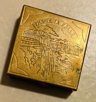 Vintage Niagara Falls Souvenir Metal Trinket Box,  Etched Rare