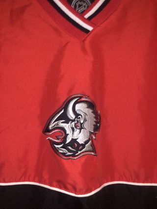Vintage 90 ' s Buffalo Sabres NHL Logo Athletic GOAT HEAD Pullover V Jacket XXL 2