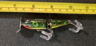 VINTAGE CREEK CHUB JOINTED PIKIE FLY SIZE FISHING LURE FROG PATTERN 3