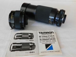 Vintage Tamron Adaptall 80 - 210 F/3.  8 - 4 & Tamron Sp Bbar Mc - - 2x Teleconverter