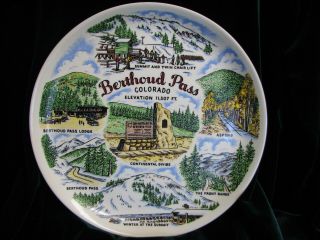 Colorado Souvenir Plate Vintage Berthoud Pass Continental Divide 9 - 1/4 "