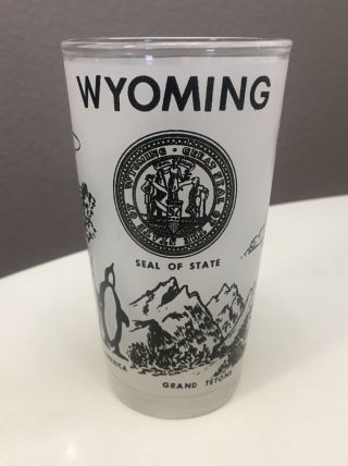 Vintage Wyoming State Souvenir Frosted Glass Tumbler