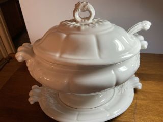 Vintage Red Cliff Ironstone Soup Tureen With Under Tray & Ladle