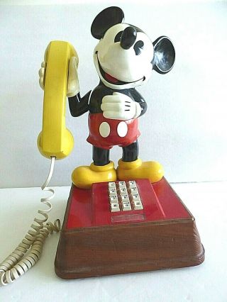 Vintage 1976 Walt Disney Mickey Mouse Touch Tone Push Button Atc Telephone Work