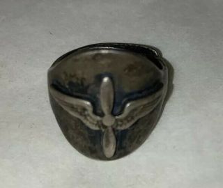 Vintage World War 2 Military Ring Sterling Silver Sweetheart Us Air Corps Pilot