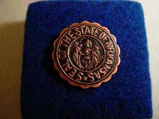 Vintage Seal Of The State Of Arkansas Lapel/hat Pin S128