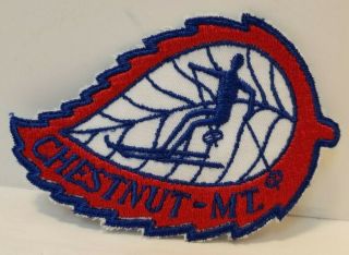 Vintage Chestnut Mountain Skiing Sew On Patch Red White & Blue Galena Il