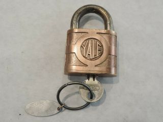 Vintage Yale Y&t Copper / Brass Padlock With Key - Great