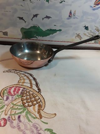 Vintage Baumalu Copper Saute Pan Tin Lined With Iron Handle France Skillet