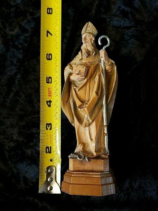 Vintage Anri Saint Patrick Hand Carved Wood Figurine Statue Made In Italy Anri