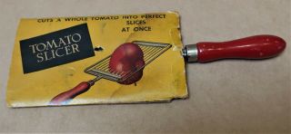 Vintage Tomato Slicer In Wooden Handle