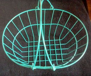 Vintage Aqua Rubber Coated Wire Basket 14 3/4 " Long & 11 3/4 " Wide Double Handle