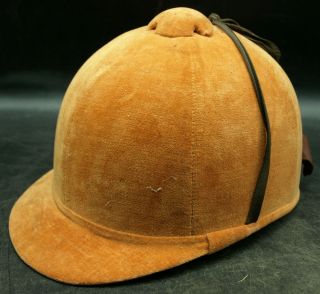 Vintage Beaufort Fox Hunt Cap Horse Helmet Bs 3685 Made In England Orange (c2)