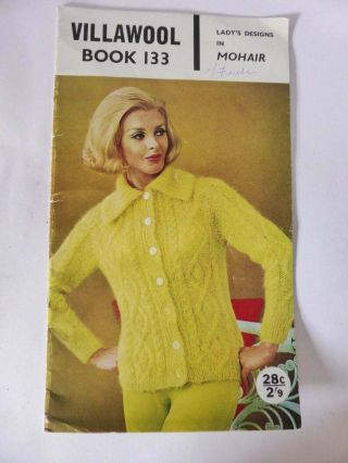 Vintage Womens Mohair Sweater Knitting Pattern Book,  Villawool Book 133,  1960 ' s 2