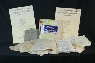 Vintage Embroidery Transfers,  Large Bundle Including Semco & Fleur De Lis