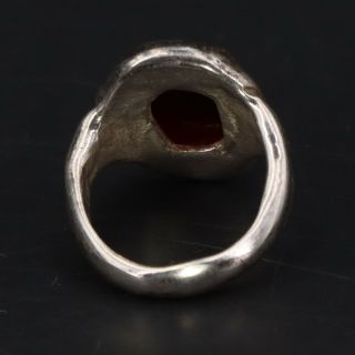 VTG Sterling Silver - HAND CRAFTED Faceted Red Glass Ring Size 7 - 10.  5g 3
