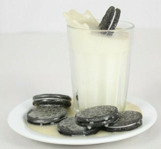 Vintage Faux Food Dunking Oreos In Milk Store Display Frozen Moments Style Prop