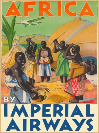 Africa By Imperial Airways Vintage Travel Airline Advertisement Art Poster Print