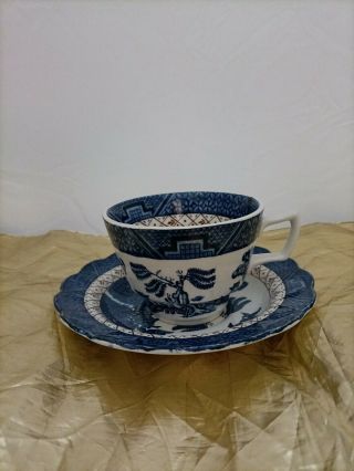 Vintage Real Old Willow Blue And White Duo By Booths,  Eng.  Postage