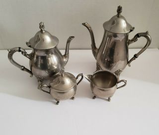 Vintage Stainless Steel Coffee Tea Pot Sugar Creamer Set