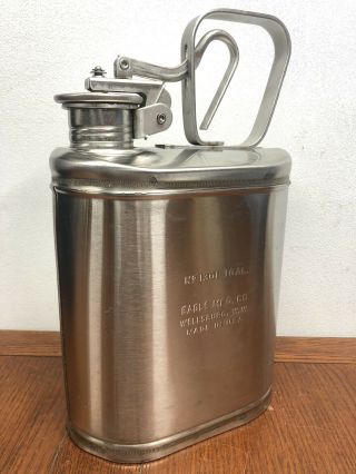 Vintage Eagle Mfg.  Co.  No.  1301 Stainless Steel 1 Gallon Laboratory Safety Can