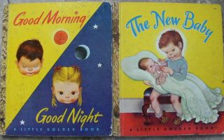 2 Vintage Little Golden Books Good Morning/good Night,  Baby Eloise Wilkin