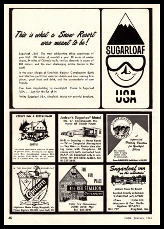 1965 Sugarloaf Usa Ski Resort Kingfield Maine Motel Motor Lodge Vintage Print Ad