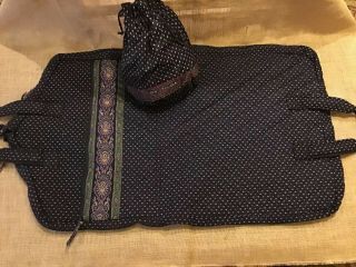 Vera Bradley Vintage Black Set Garment Bag /make - Up Accesory Tote Plastic Lined