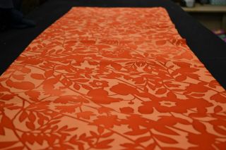 Japanese Vintage Silk Fabric Red And Orange Floral Design 1593