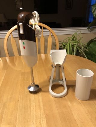 Vintage Hand Mixer E23 Immersion Blender,  Stand,  4 Tips,  Cup,  2 Speed - Italy