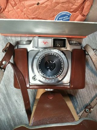Vintage Agfa Silette Sl 35 Mm Camera Hard Leather Case Germany 1950s