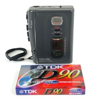 Vtg Sony Tcm - 59v Portable Cassette Voice Recorder Walkman Vor Extra