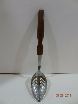 Vintage Cutco No 13 Slotted Spoon Stainless Steel Brown Marble Handle