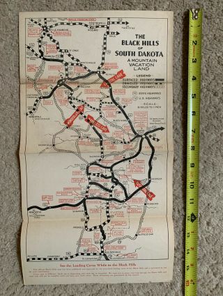 Early Black Hills Sd Caves Travel Brochure & Map - Private Land Pre Mt Rushmore