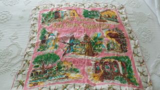 Vintage Souvenir Silk,  Rayon Scarf Old Mission,  San Juan Capistrano