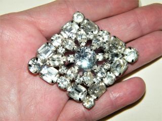 Stunning Vintage Signed Weiss Large Crystal Rhinestone Brooch Pin 1940s Ex
