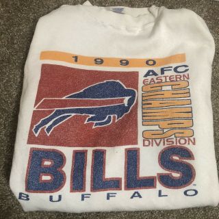 Nfl Buffalo Bills Vintage 1990 Afc Eastern Division Champions Sweatshirt White