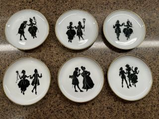 6 Kaiser Plates/coasters/decor Porcelain Victorian Couple W.  Germany Plate Vtg
