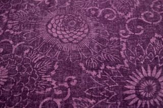 Japanese Vintage Silk Fabric Purple Floral Design 1590