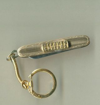 Vintage Meramec Caverns Route 66 Souvenir Gold Toned Pocket Knife Key Ring